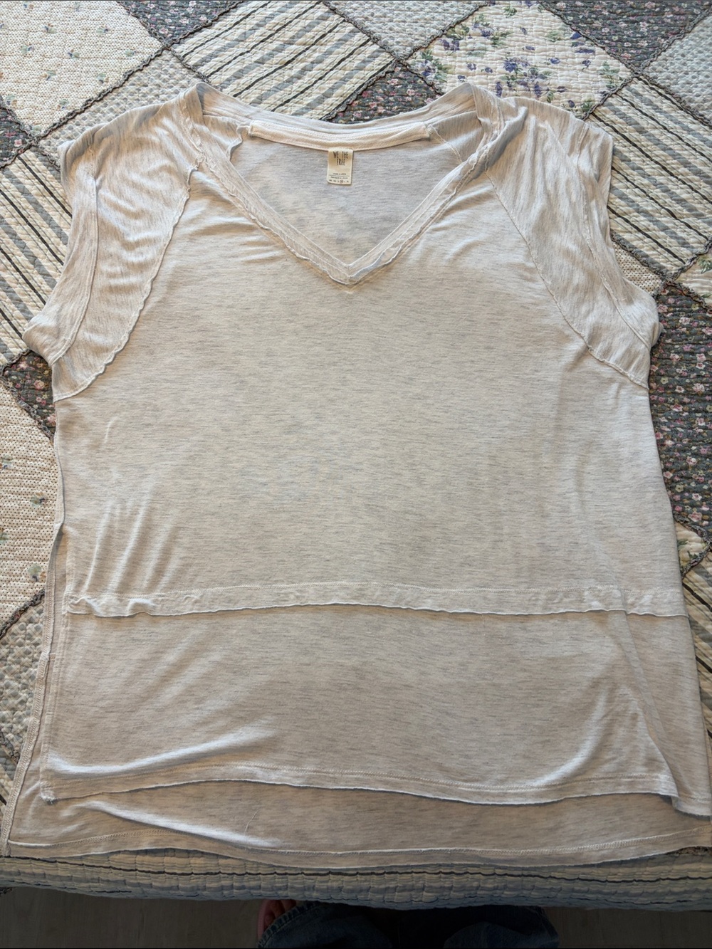We The Free Relaxed V-Neck Tunic in Light Heathered Gray Draped, oversized - Picture 7 of 15